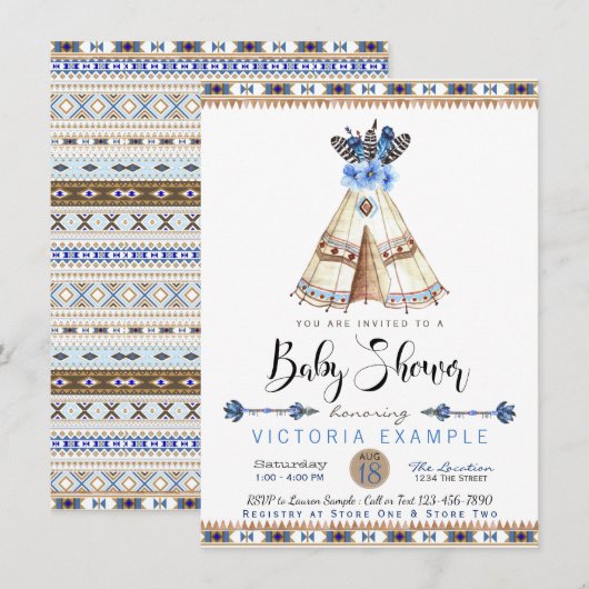 Tipi Tribal Baby Shower Uitnodigingen (Voorkant / Achterkant)
