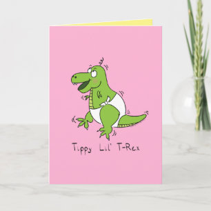 Tippy Lil T-Rex Baby dinosaurus Schattige Wenskaar Kaart