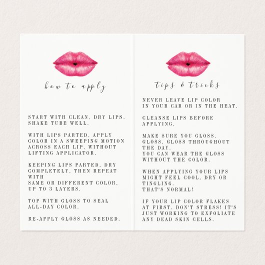 Tips en tricks Lipsense Distributor Visitekaartje (Binnenkant ongevouwen)