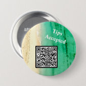 Tips geaccepteerde aangepaste QR Code Beach foto Ronde Button 7,6 Cm (Voorkant /achterkant)