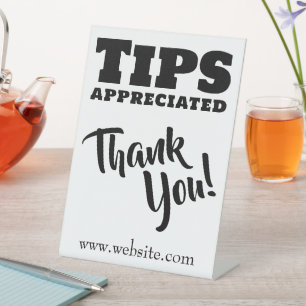 Tips Geschatte Cash Gratuities Website Link Reclamebord Met Voetstuk
