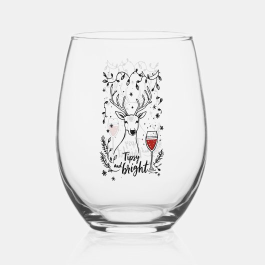 Tipsy and Bright Deer Wijnglas Zonder Voet (Voorkant)