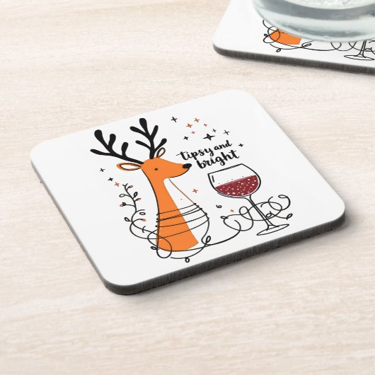 Tipsy and Bright Reindeer  Bier Onderzetter (Linkerzijde)
