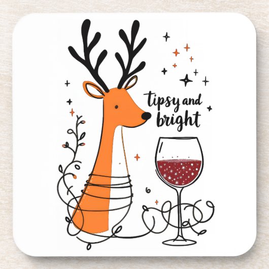 Tipsy and Bright Reindeer Bier Onderzetter (Voorkant)