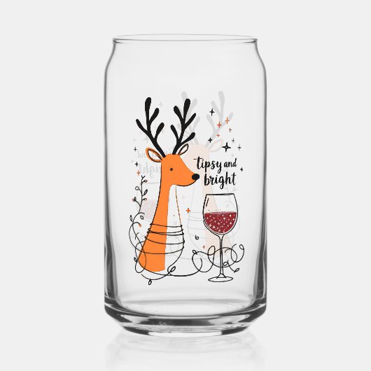 Tipsy and Bright Reindeer Blikvorm Glas (Achterkant)