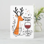 Tipsy and Bright Reindeer  Feestdagenkaart (Staand voorkant)