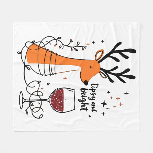 Tipsy and Bright Reindeer  Fleece Deken (Voorkant (Horizontaal))