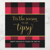 Tipsy Buffalo met kerstwijn - Etiket op flesje (Enkel label)