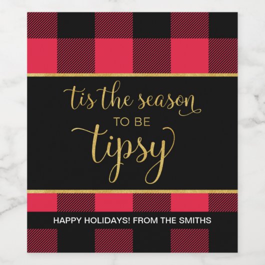Tipsy Buffalo met kerstwijn - Etiket op flesje (Enkel label)