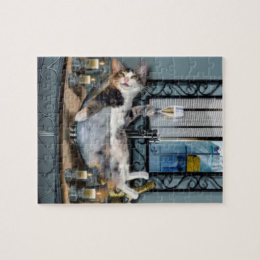 Tipsy kat puzzel. legpuzzel (Horizontaal)