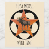 Tipsy Moose Wine Time Kampvuur Happy Hour Wijn Etiket (Enkel label)