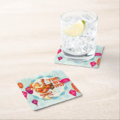 tipsy santa vierkante kartonnen onderzetter (Insitu)