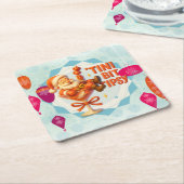 tipsy santa vierkante kartonnen onderzetter (Schuin)