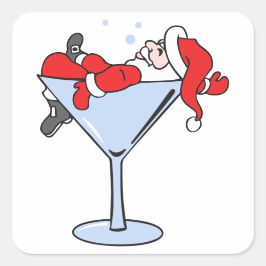 Tipsy Santa Vierkante Sticker (Voorkant)
