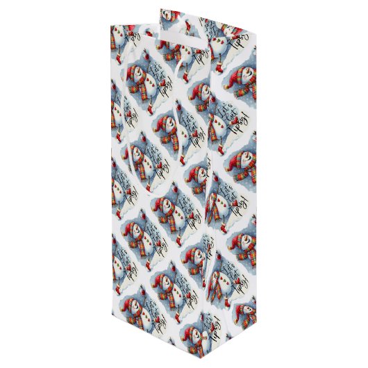 Tipsy Snowman Drink wijn Cadeautas (Achterkant Gekanteld)