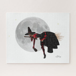 Tipsy Sorcière Sur Voler Broom Jigsaw Puzzle