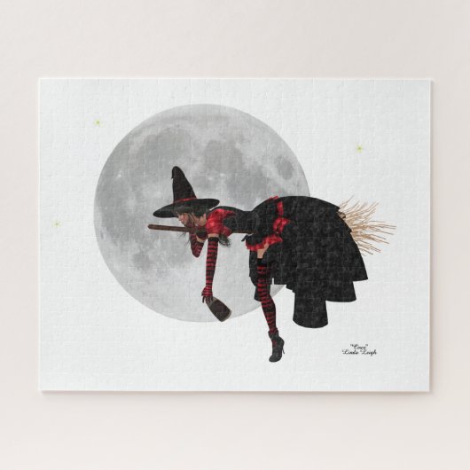 Tipsy Sorcière Sur Voler Broom Jigsaw Puzzle (Horizontal)