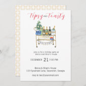 Tipsy & Toasty Kerstfeest uitnodiging (Voorkant / Achterkant)