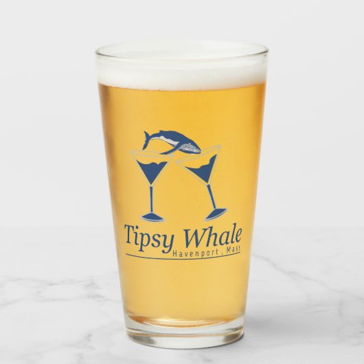 Tipsy Whale Pint Glass Glas (Voorkant gevuld)