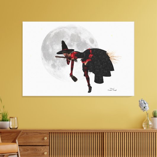 Tipsy witch op vliegend kleeddoek canvas afdruk (Insitu (Woonkamer))