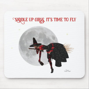 Tipsy Witch op vliegende kamer Mousepad Muismat