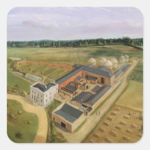 Tiptree Hall en Boerderij, Essex, c.1850-60 (olie  Vierkante Sticker