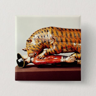 Tipu's Tiger, c.1790 (hout) Vierkante Button 5,1 Cm