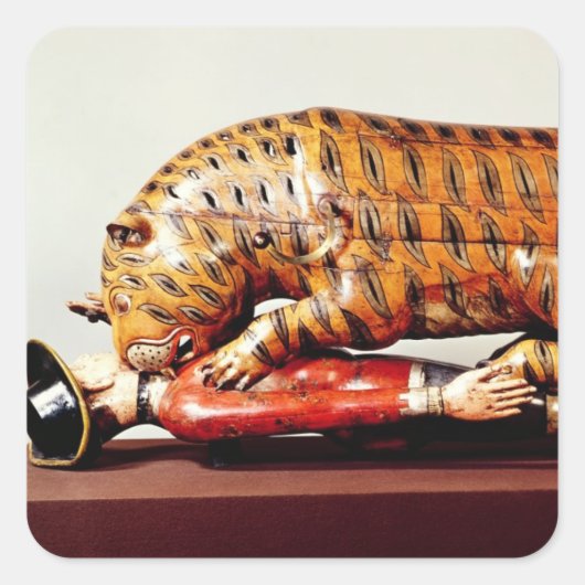 Tipu's Tiger, c.1790 (hout) Vierkante Sticker (Voorkant)