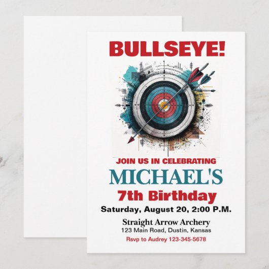 Tir à bulles Invitation de fête d'anniversaire (Devant / Derrière)