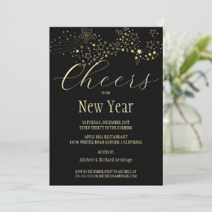 Tir Gold Stars Nouvel An Invitation