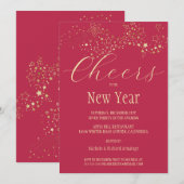 Tir Gold Stars Nouvel An Invitation (Devant / Derrière)