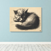 Tirage Kitten Dessin Toile Emballée Impression (Insitu (Plancher de Bois))
