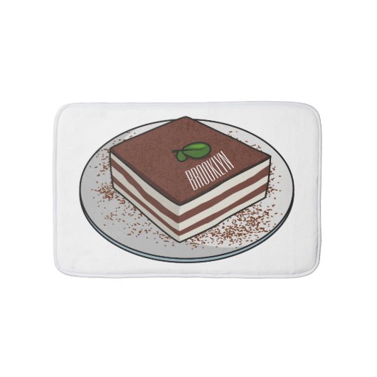 Tiramisu cake cartoon afbeelding badmat (Voorkant)