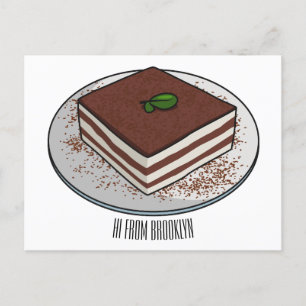 Tiramisu cake cartoon afbeelding briefkaart
