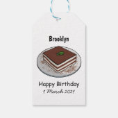 Tiramisu cake cartoon afbeelding cadeaulabel (Achterkant)