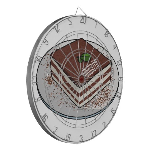 Tiramisu cake cartoon afbeelding dartbord (Voorkant Links)