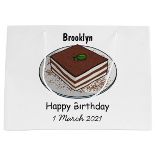 Tiramisu cake cartoon afbeelding groot cadeauzakje