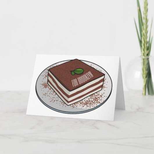 Tiramisu cake cartoon afbeelding kaart (Voorkant)