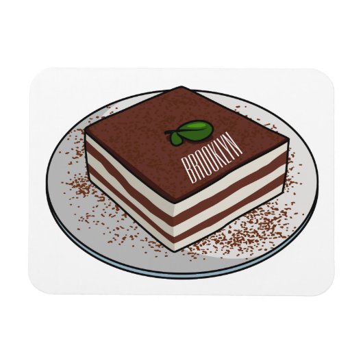 Tiramisu cake cartoon afbeelding magneet (Horizontaal)