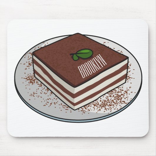 Tiramisu cake cartoon afbeelding muismat (Voorkant)
