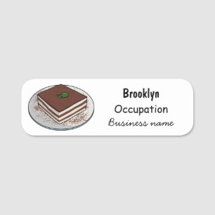 Tiramisu cake cartoon afbeelding naamplaatje
