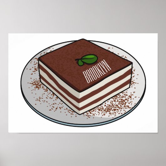 Tiramisu cake cartoon afbeelding poster (Voorkant)