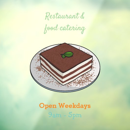 Tiramisu cake cartoon afbeelding raamsticker (Vel 3)