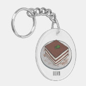 Tiramisu cake cartoon afbeelding sleutelhanger (Voorkant Links)