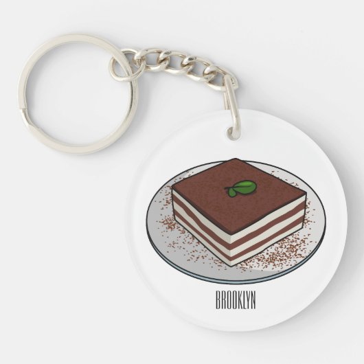 Tiramisu cake cartoon afbeelding sleutelhanger (Voorkant)