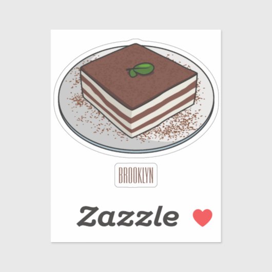 Tiramisu cake cartoon afbeelding sticker (Vel)