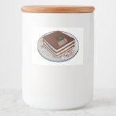Tiramisu cake cartoon afbeelding voedselcontainer etiket (Voorkant)