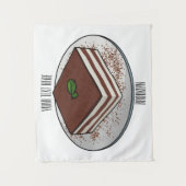 Tiramisu cake cartoon afbeelding wandkleed (Voorkant)
