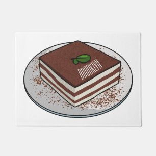 Tiramisu cake cartoon illustratie deurmat