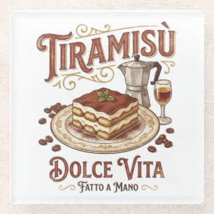 Tiramisu Dolce Vita Italiaans Dessert Glazen Onderzetter